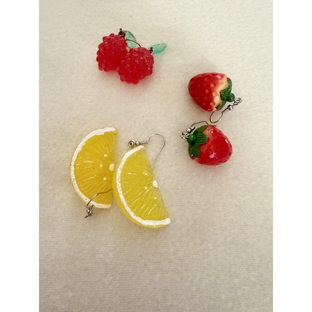 3 Pairs Assorted Dangle Earrings – Cute Fun Random Lot – Animal, Candy, Novelty